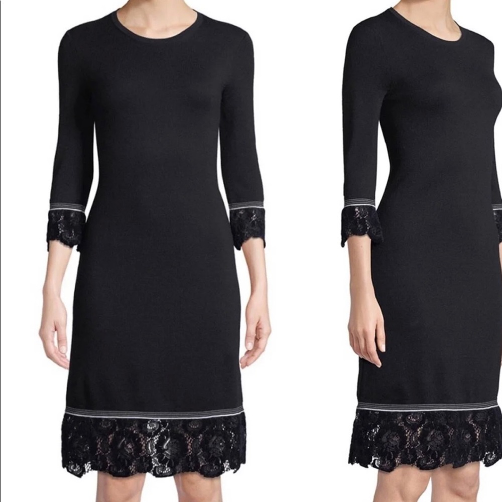 NWT Navy dress with black velvet trim